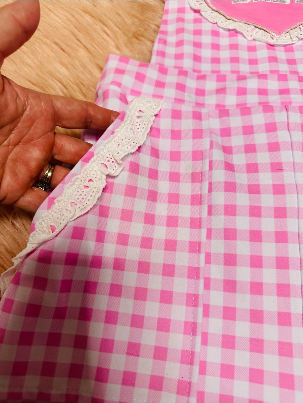 Pink Gingham 'BABY' Ruffle Short Overalls - Picture 5 of 15